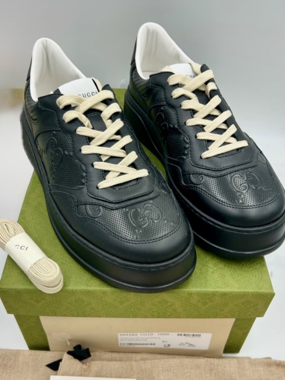Men’s Gucci Chunky B Perforated GG Leather Sneakers.  Sz 9.5.(fits 10.5 US.)